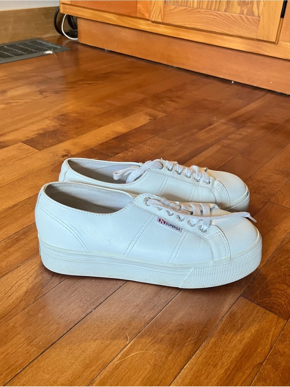 Superga White Low-Top Platform Sneakers